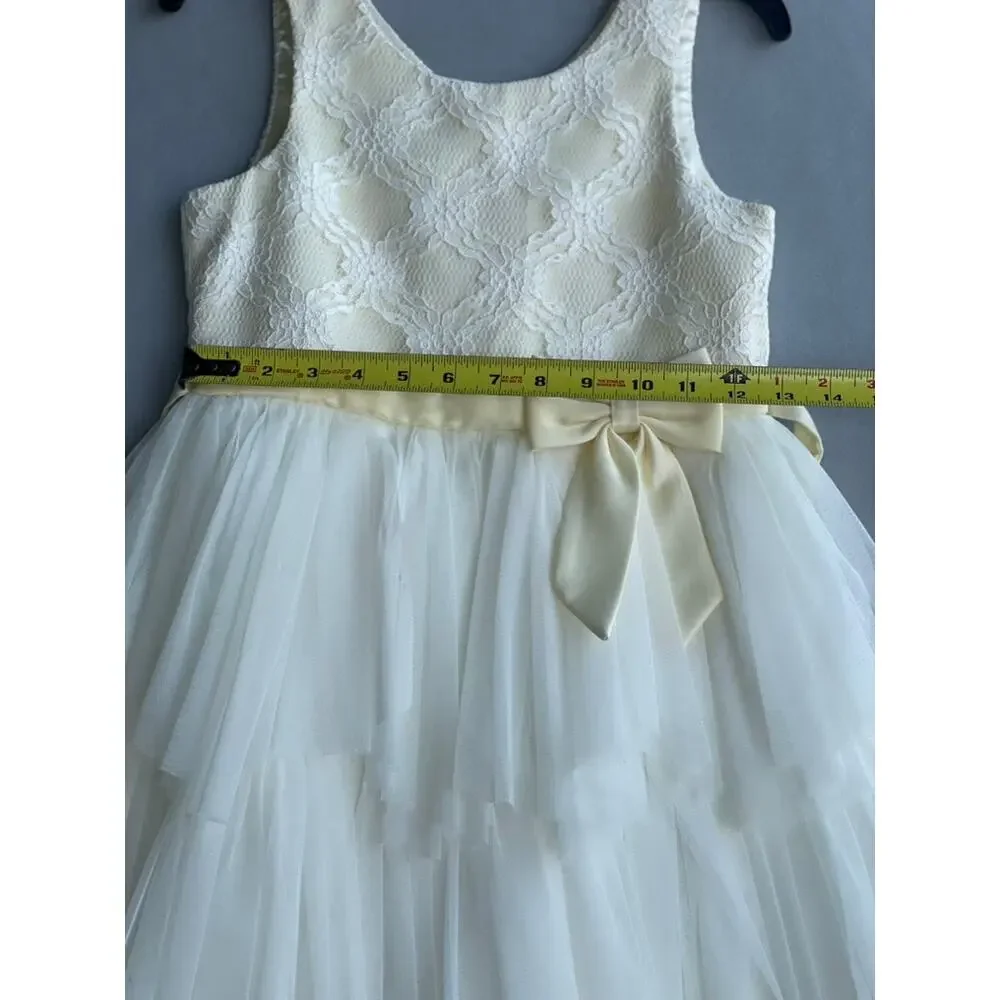 AMERICAN PRINCESS OFF-WHITE IVORY SPECIAL OCCASION TULLE DRESS BOW - SIZE 10